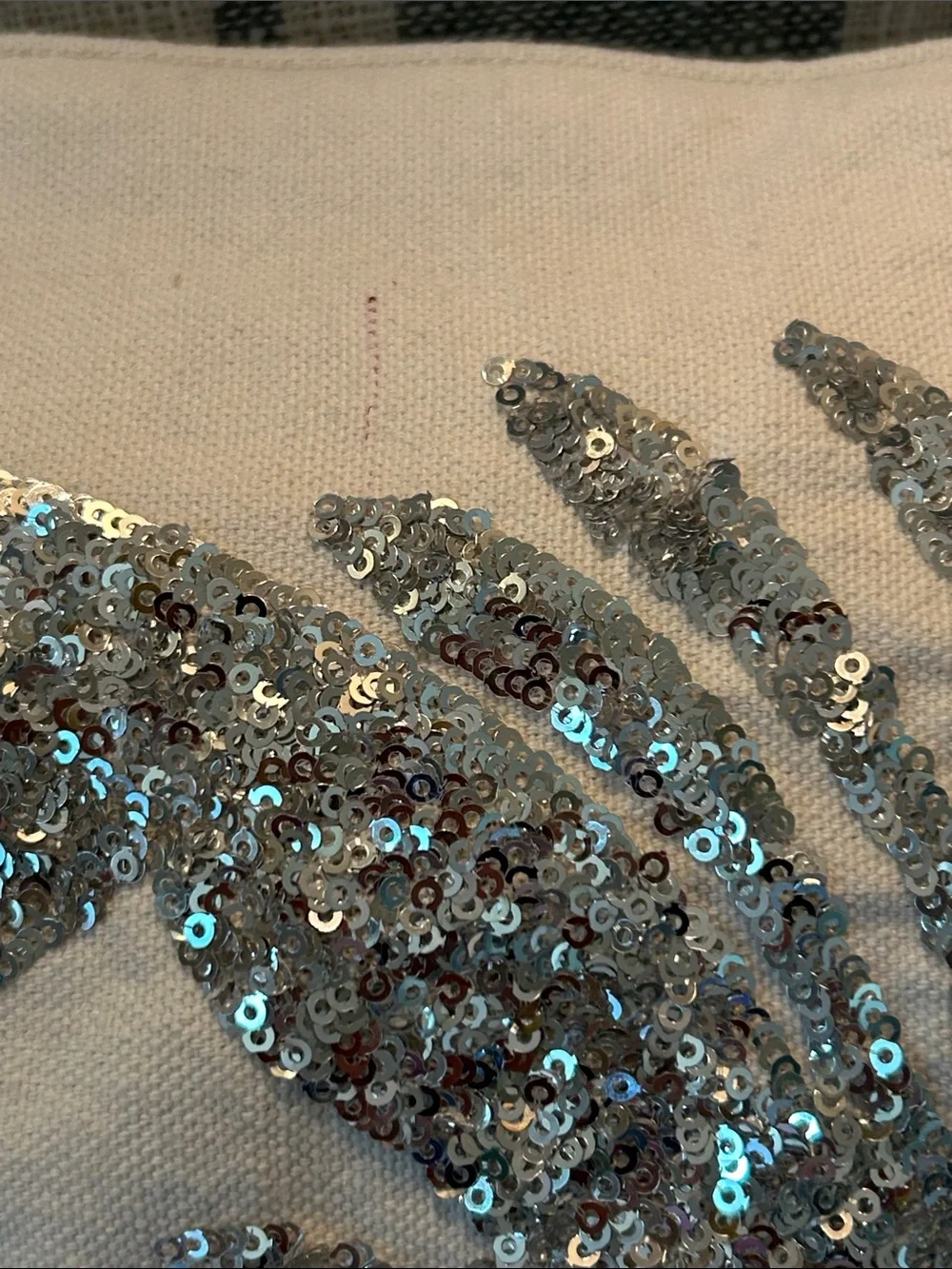 Silver Sequined Lobster Throw Pillow Case with Zipper Closure 12x20 Creamy White